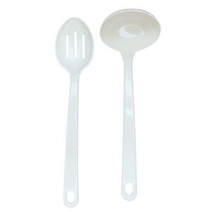 Pyrex Accessories 2115-1 USA White 11" Slotted Serving Spoon 2109-2 soup ladle